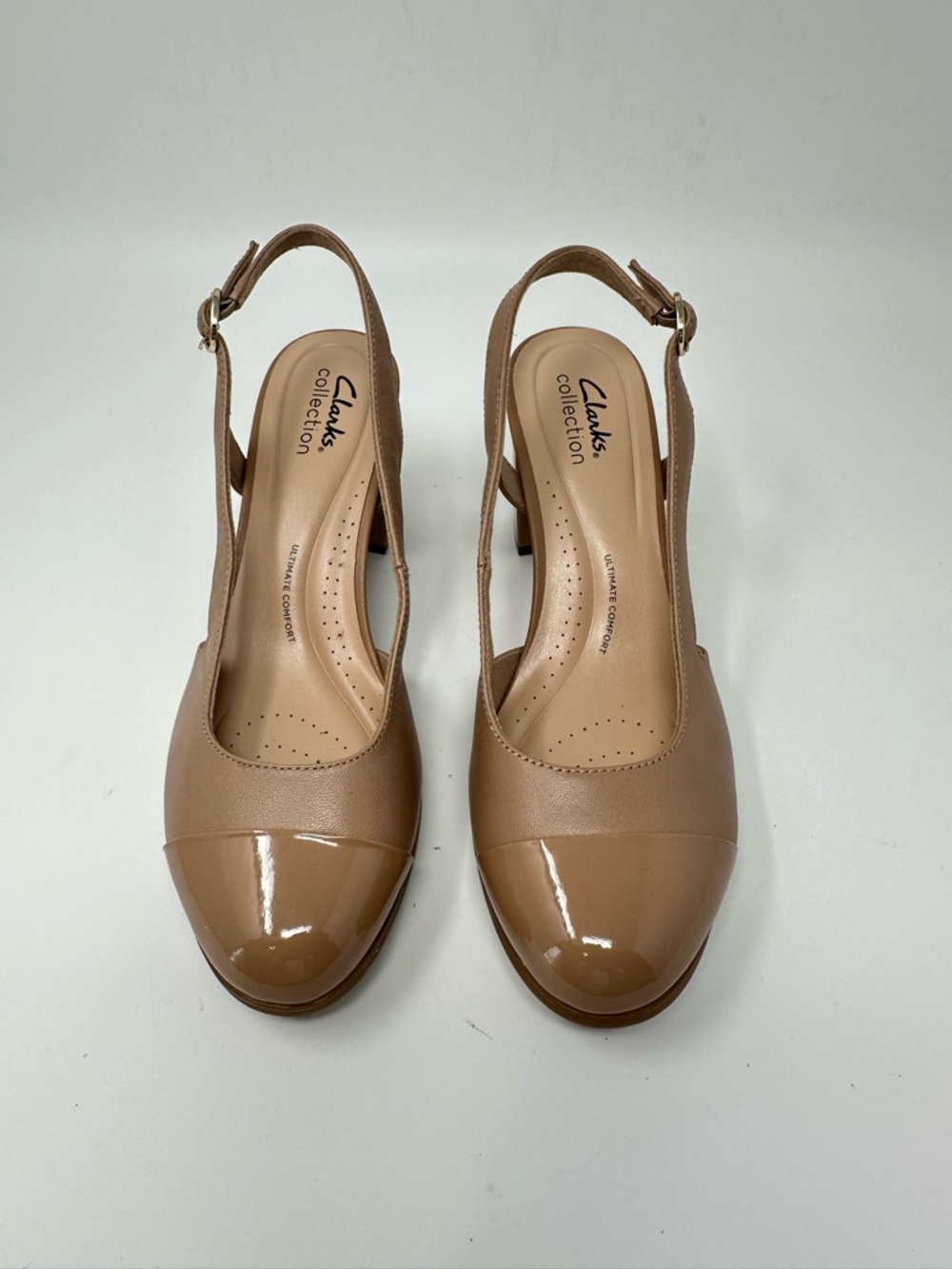 New Clarks Women's Bayla Joy Slingback Pumps Beige Leather Size 8M - Picture 6 of 15